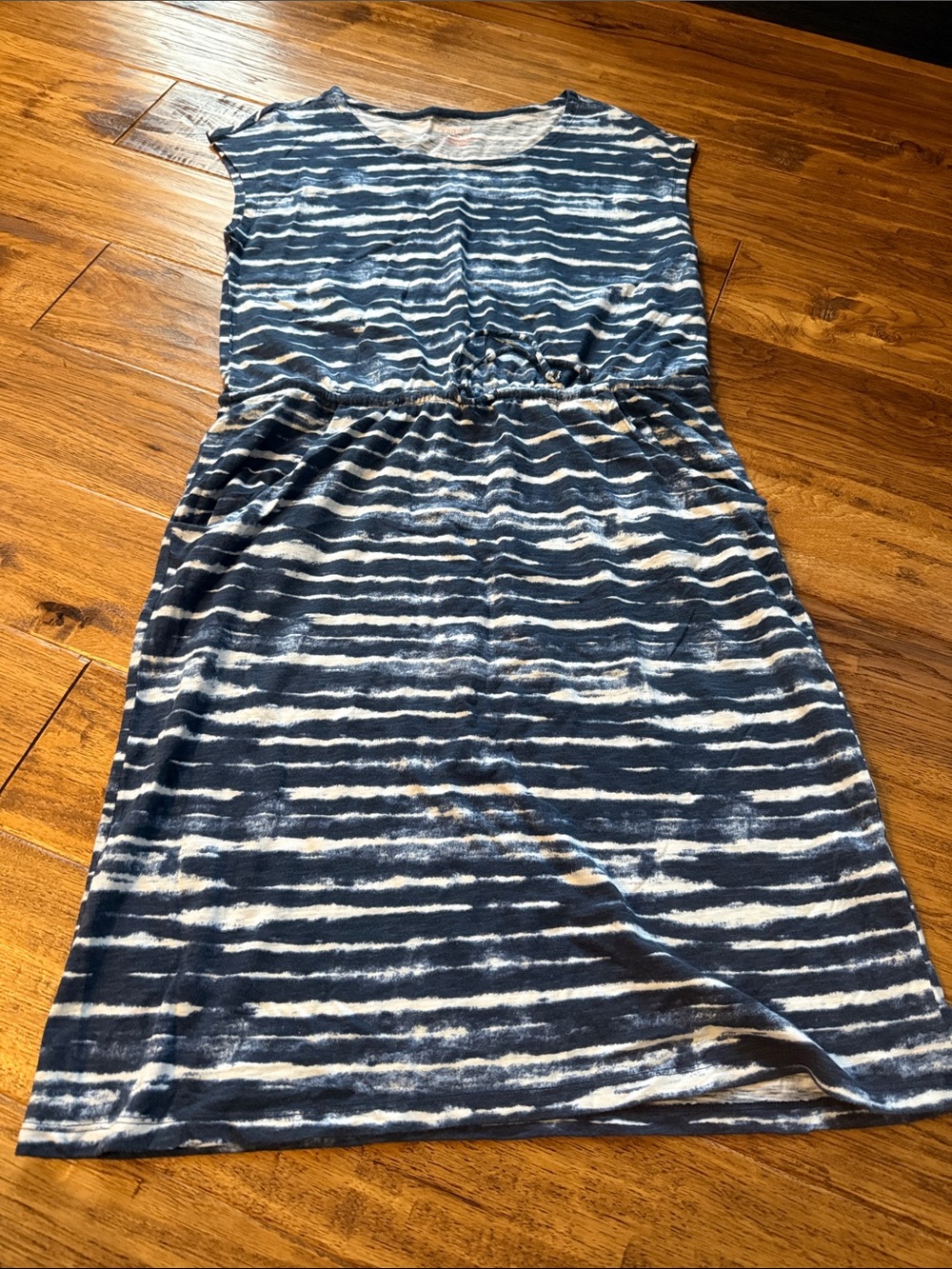 Sonoma Navy and White Striped Midi Dress